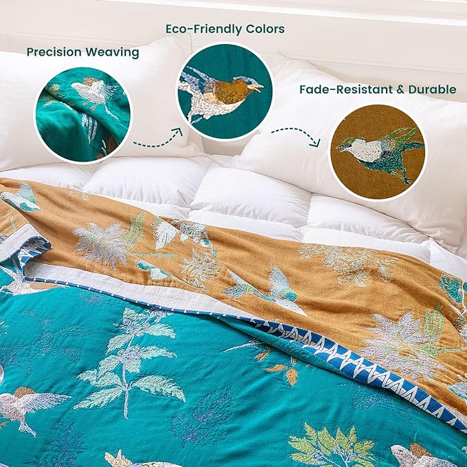 MSGKV The Boho Layer: 50"x60" Cotton Throw Blanket – Lightweight & Reversible - Image 3