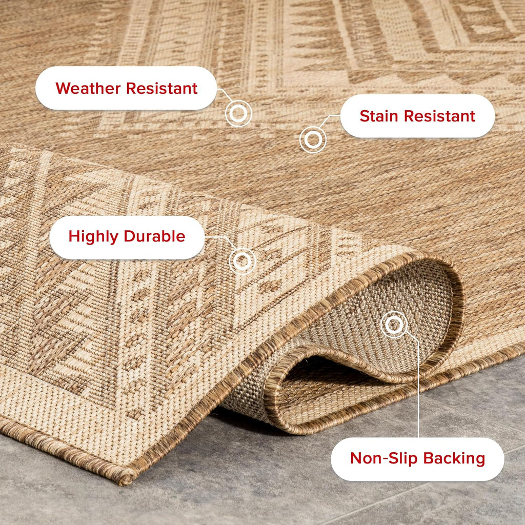 nuLOOM Landry Brown Geometric Power Loomed Indoor/Outdoor Area Rug, 4' x 6'