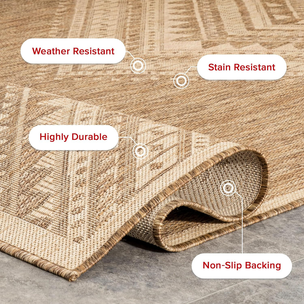 nuLOOM Landry Brown Geometric Power Loomed Indoor/Outdoor Area Rug, 4' x 6'