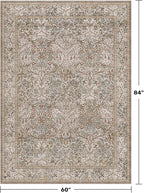 5x7 Washable Moss Green Oriental Area Rug - Image 2