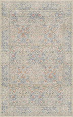 Washable Beige Blue 5x8 Area Rug - Image 2
