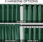 Dark Green Linen Curtains 90 Inch Long 2 Panels Set - Image 2