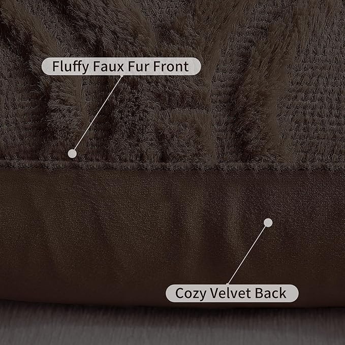 decorUhome Throw Pillow Covers 22x22 Inch Set of 2, Soft Plush Faux Wool Dark - Image 6