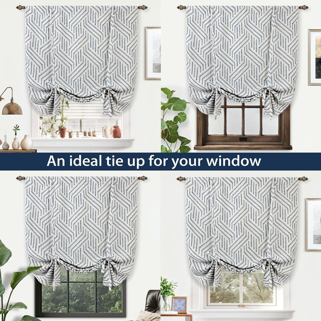 DriftAway Farmhouse Linen Valance Rod Pocket 1 Panel, W45xL63, Briony Navy