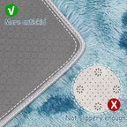 Super Soft Fluffy Living Room Area Rug 2x8 ft Tie-Dyed Light Blue Shaggy Furry - Image 4