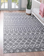 Unique Loom Moroccan Trellis Collection Area Rug - Mamounia (3' 3" x 5' 3" Rectangle Gray/Ivory)