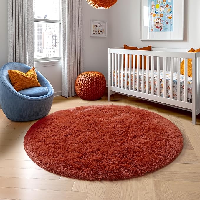 Amdrebio Terracotta Rust Round Circle Rug 5Ft - Image 8