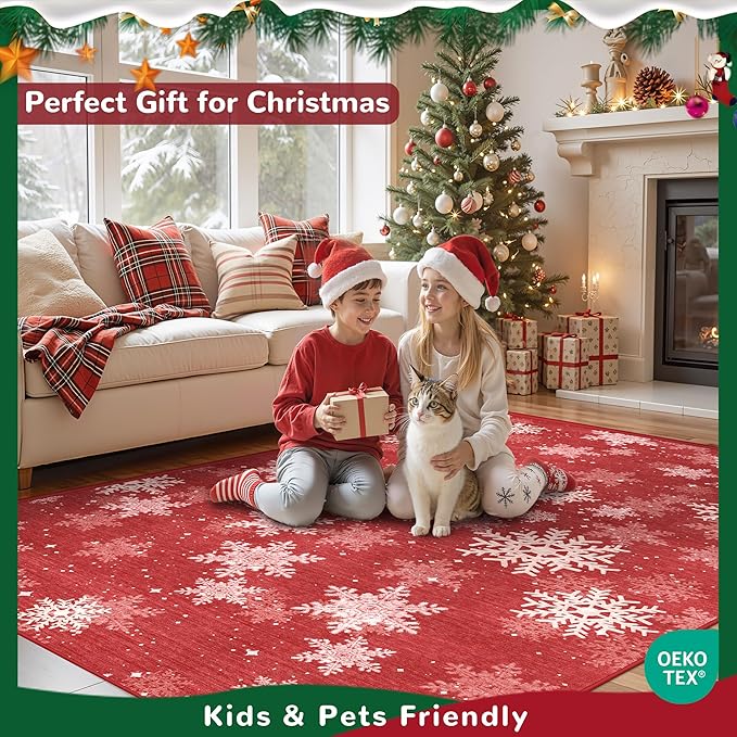 2x3 Christmas Doormat for Entryway, Washable Christmas Rugs Bathroom，Snowflake - Image 6