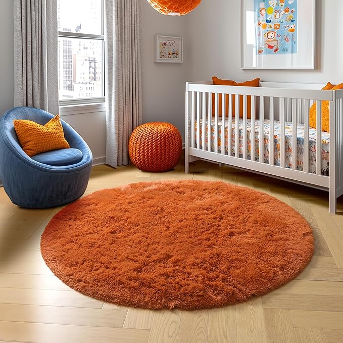 Amdrebio Burnt Orange Round Rugs 6Ft - Image 7