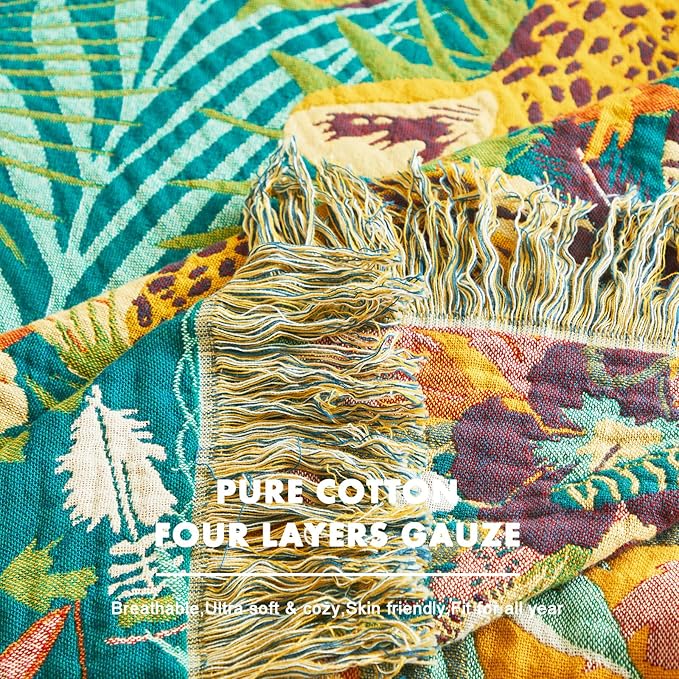 MSGKV Throw Blanket for Couch Cotton Leopard Animals Blanket 50"x60" Sofa Chair - Image 7