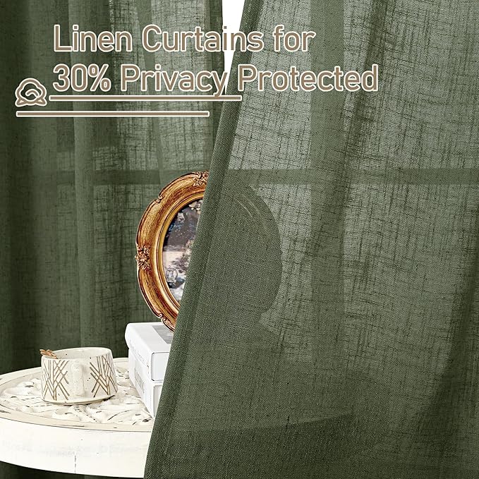 LAMIT Light Filtering Linen Curtains 80 inch - Image 5