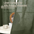 LAMIT Olive Green Linen Curtains 84 inch Length 2 Panels, Light Filtering Semi - Image 5