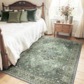 Area Rugs 4'x5' Washable Non-Slip, Floral Vintage Distress Print Pattern by RELEANY
