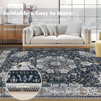 Area Rug 8x10 Washable Rug, Vintage Boho Medallion Rugs Non-Slip Soft Low Pile - Image 6