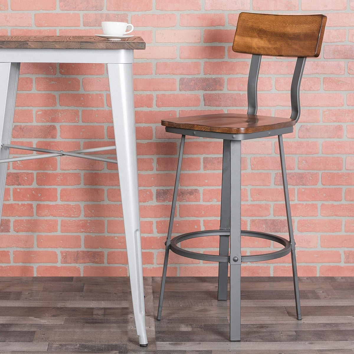 Flash Furniture Wood Restaurant Barstool, Rustic Walnut