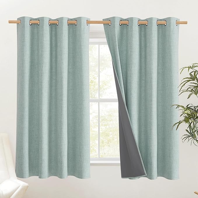 NICETOWN 100% Absolutely Blackout Linen Curtains - Image 2