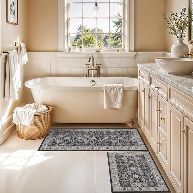 Kitchen Sink Rugs Set 0f 2: Washable Non-Slip Hardwood Floor Mat - Image 4