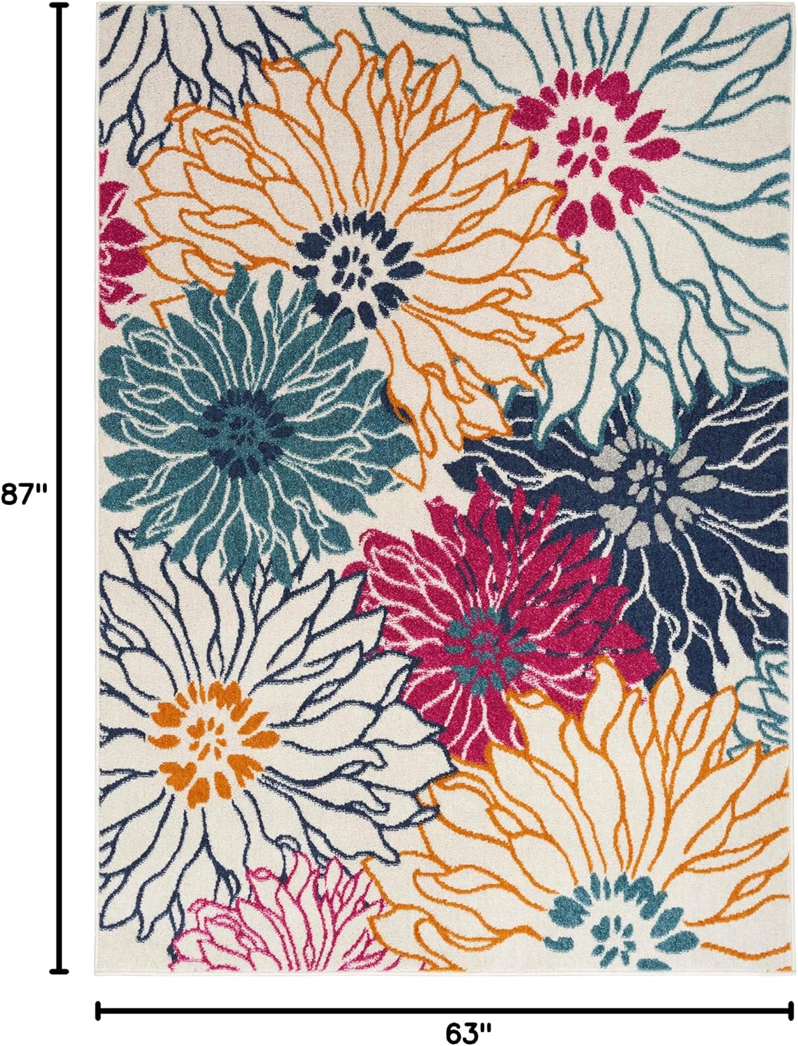 Nourison Home Passion Ivory Multicolor 5'3" x 7'3" Area Rug - Easy Clean, Non Shedding, Bed Room, Living Room, Dining Room, Kitchen (5' x 7')
