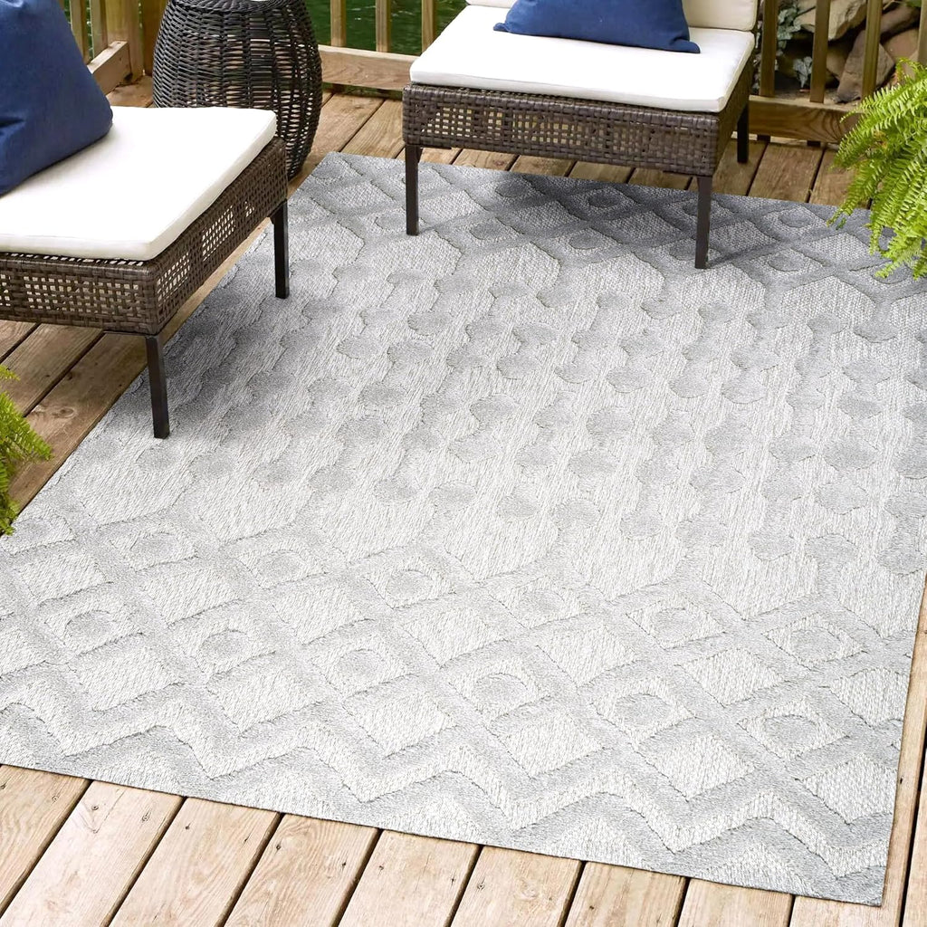 JONATHAN Y Moroccan Diamond Indoor Outdoor Area Rug 3X5 Light Gray, Peralta for Backyard, Patio, Porch, Easy-Cleaning, High Traffic, Pet-Friendly, Non-Shedding (IBZ103C-3)