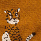 Creative Co-Op Soft Cotton Knit Baby Blanket with Decorative Cheetahs, Mustard Color