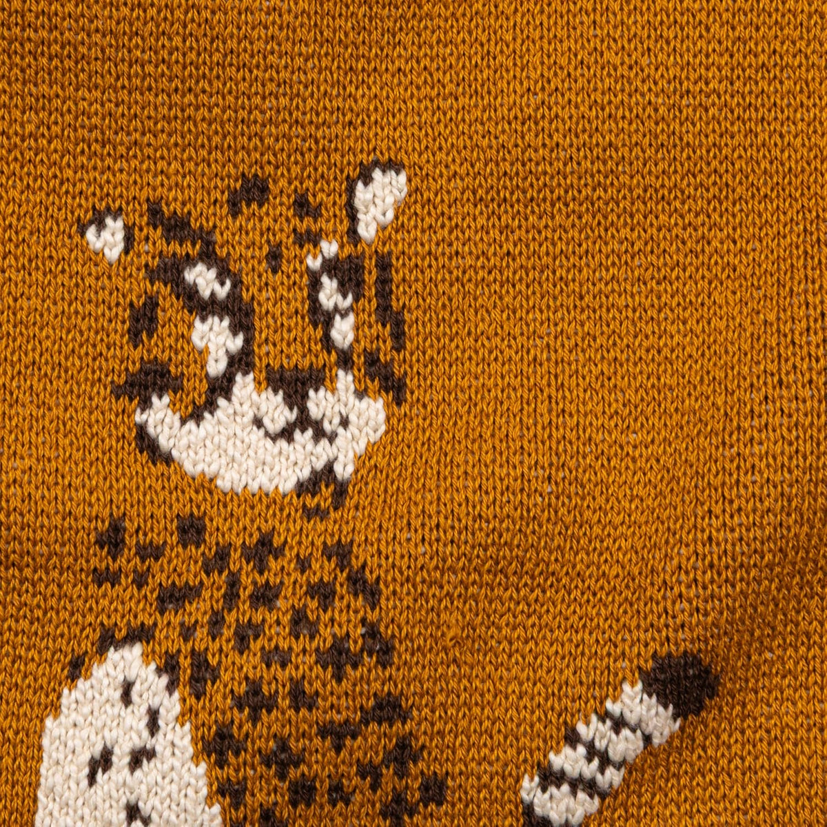 Creative Co-Op Soft Cotton Knit Baby Blanket with Decorative Cheetahs, Mustard Color
