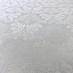 CAIT CHAPMAN HOME COLLECTION Solid Color Damask Jacquard Woven Tablecloth and Napkin (70" x 144" Rectangle, Silver Gray)