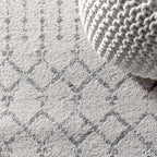 JONATHAN Y Boho Vintage Diamond Cream/Gray Round Area Rug 9 ft, Moroccan Hype for Living Room, Bedroom, Kitchen, Office, Easy-Cleaning, High Traffic, Pet-Friendly, Non-Shedding (MOH101B-9R)