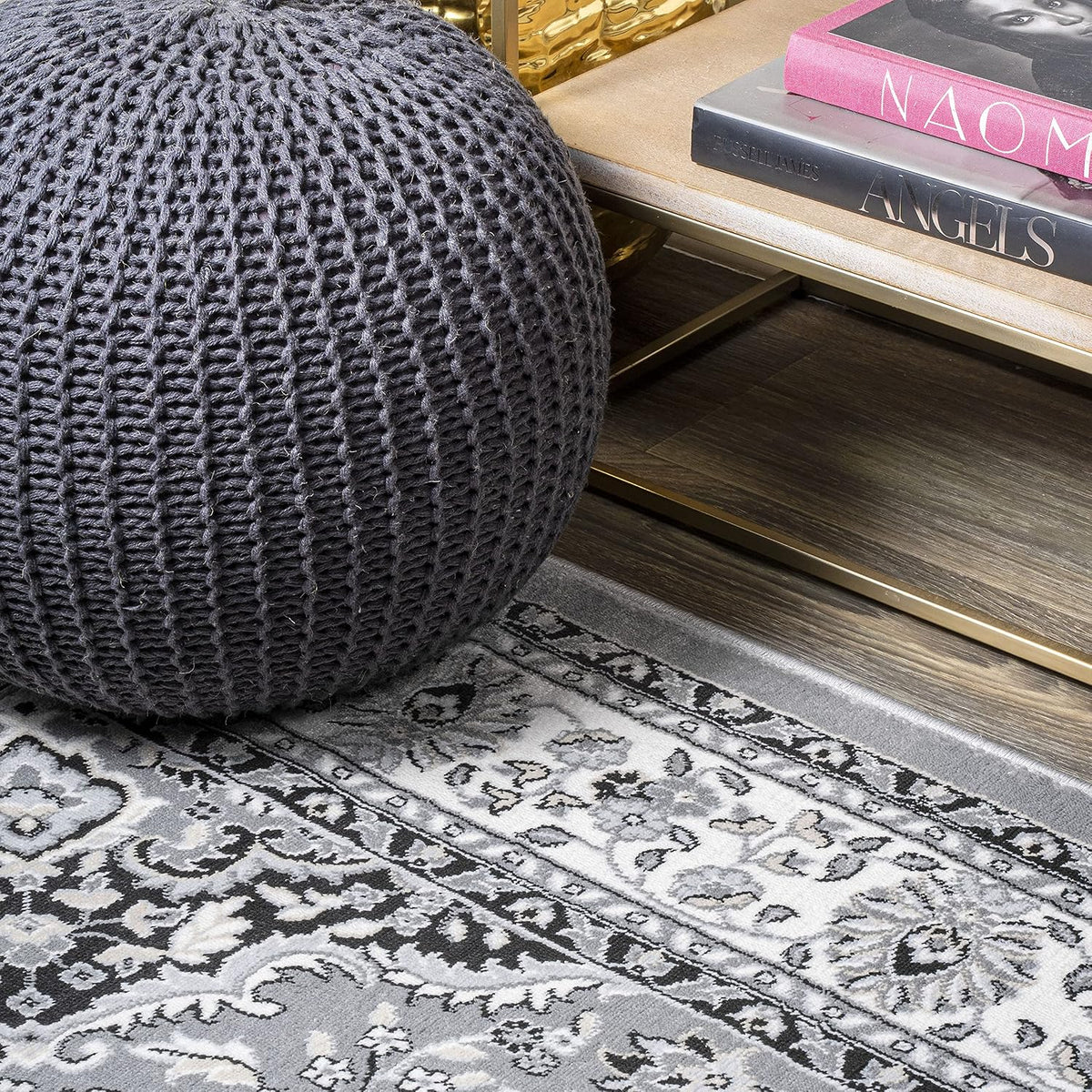 JONATHAN Y Palmette Modern Floral Gray/Cream Runner Rug, 2x8, Vintage, Bohemian, Easy-Cleaning for Living Room, Bedroom, Kitchen, Pet Friendly, Non-Shedding (MDP503C-28)