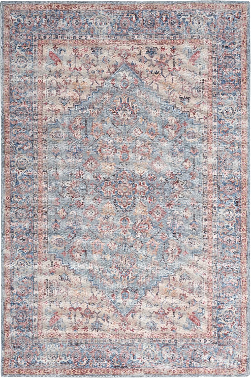 Nourison Home New Concept Washables Blue Multicolor 4' x 6' Area Rug - Easy Clean, Non Shedding, Bed Room, Living Room, Dining Room, Kitchen (4' x 6')