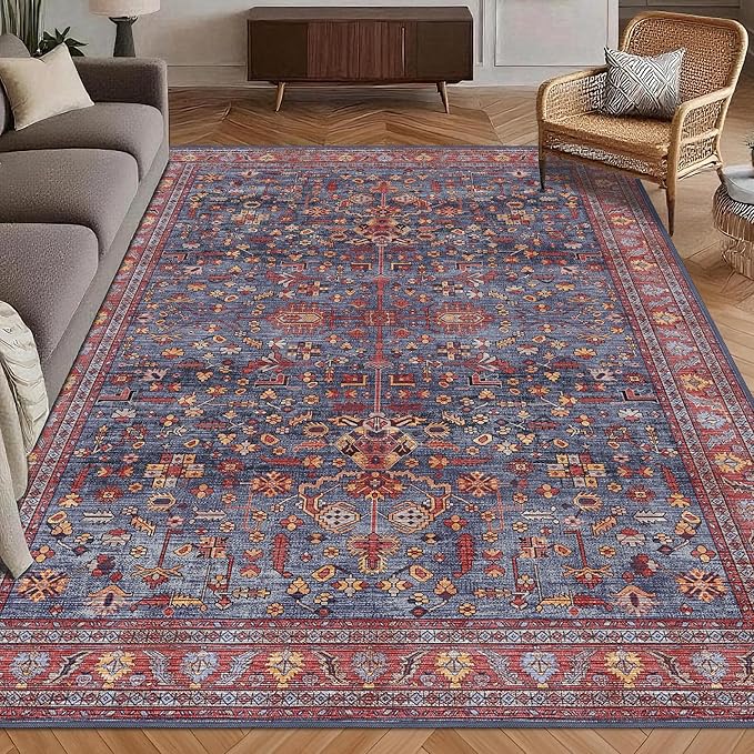Washable Area Rug 8' x 10' Vintage Traditional Persian Mat by Unknown
