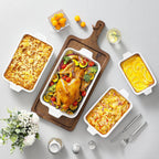 MALACASA Casserole Dishes for Oven, Ceramic Baking Dishes Set of 4, White