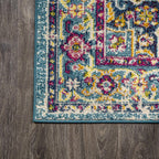 JONATHAN Y Brooklyn Geometric Medallion Blue/Multi Indoor Area Rug, 4x6, Vintage, Bohemian, Easy-Cleaning for Living Room, Bedroom, Kitchen, Pet Friendly, Non-Shedding (MDP207E-4)