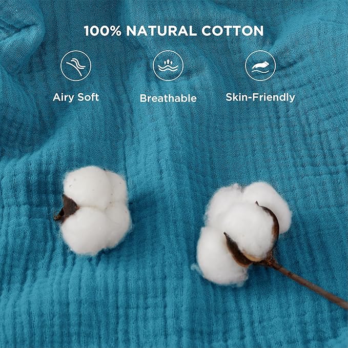 Bedsure 100% Cotton Muslin Throw Blanket Twin XL - Image 3