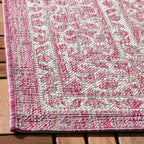 SAFAVIEH Washable Rug Outdoor Courtyard Collection - 2' x 3'7", Light Grey & Fuchsia Pink Purple, Non-Shedding & Easy Cleaning, Ideal for Patio, Front Door, Entryway, Doormat (CY8751-39712)