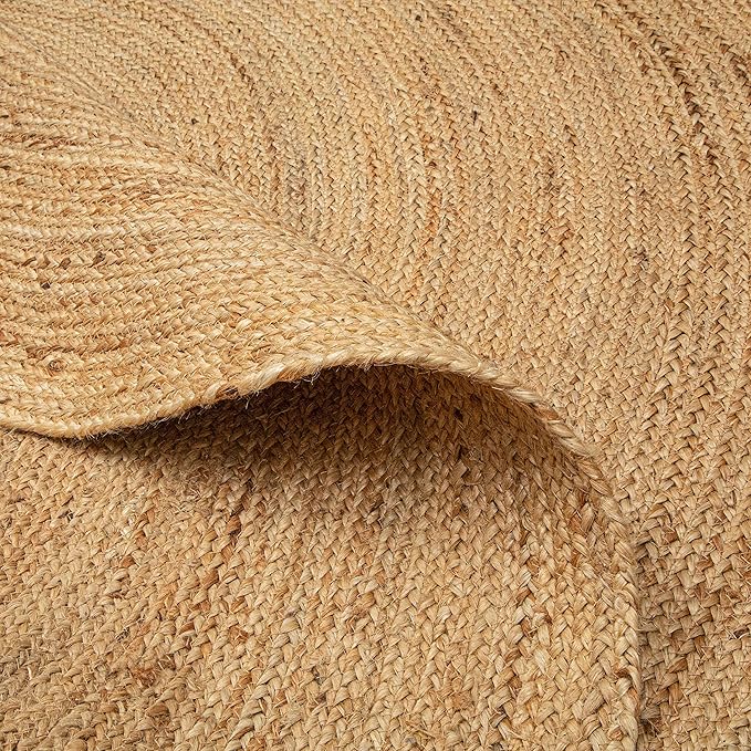 Hausattire Hand Woven Jute Braided Rug, 3’ Round – Natural, Reversible Boho - Image 6