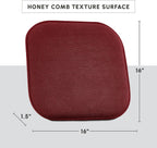 Elegant Comfort Chair Cushion Covers with Ties and Non Skid Rubber Backing-Thick Memory Foam - Soft Cushion Pad- Rounded Square Seat Cover-16 x 16 Inches-Honeycomb Textured Pattern, Set of 6, Burgundy