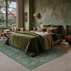 5x7 Washable Area Rug for Living Room Bedroom Vintage Green Soft Low Pile - Image 3