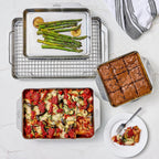 All-Clad Stainless Steel Half-Sheet Baking Pan 13" x 21" with Cooling Rack - Tri-ply Bonded for Consistent Baking- (Roast, Bake Cookies, Brownies and More) Professional Stainless Steel Bakeware