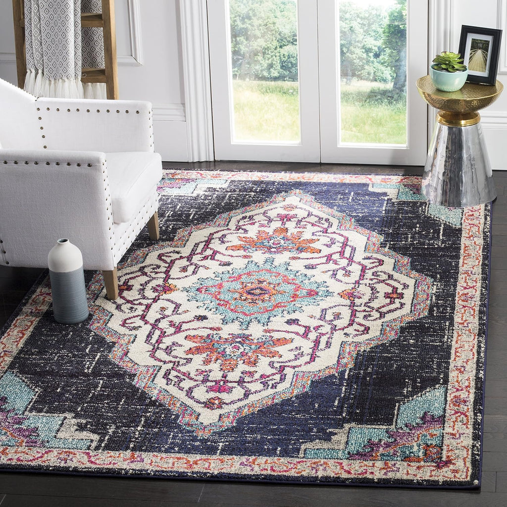 SAFAVIEH Monaco Collection Runner Rug - 2'2" x 8', Multi, Boho Chic Medallion Distressed Design, Non-Shedding & Easy Care, Ideal for High Traffic Areas in Living Room, Bedroom (MNC254F)