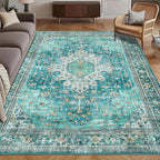 Washable Area Rug 3' x 5 ' Vintage Traditional Persian Mat by Unknown