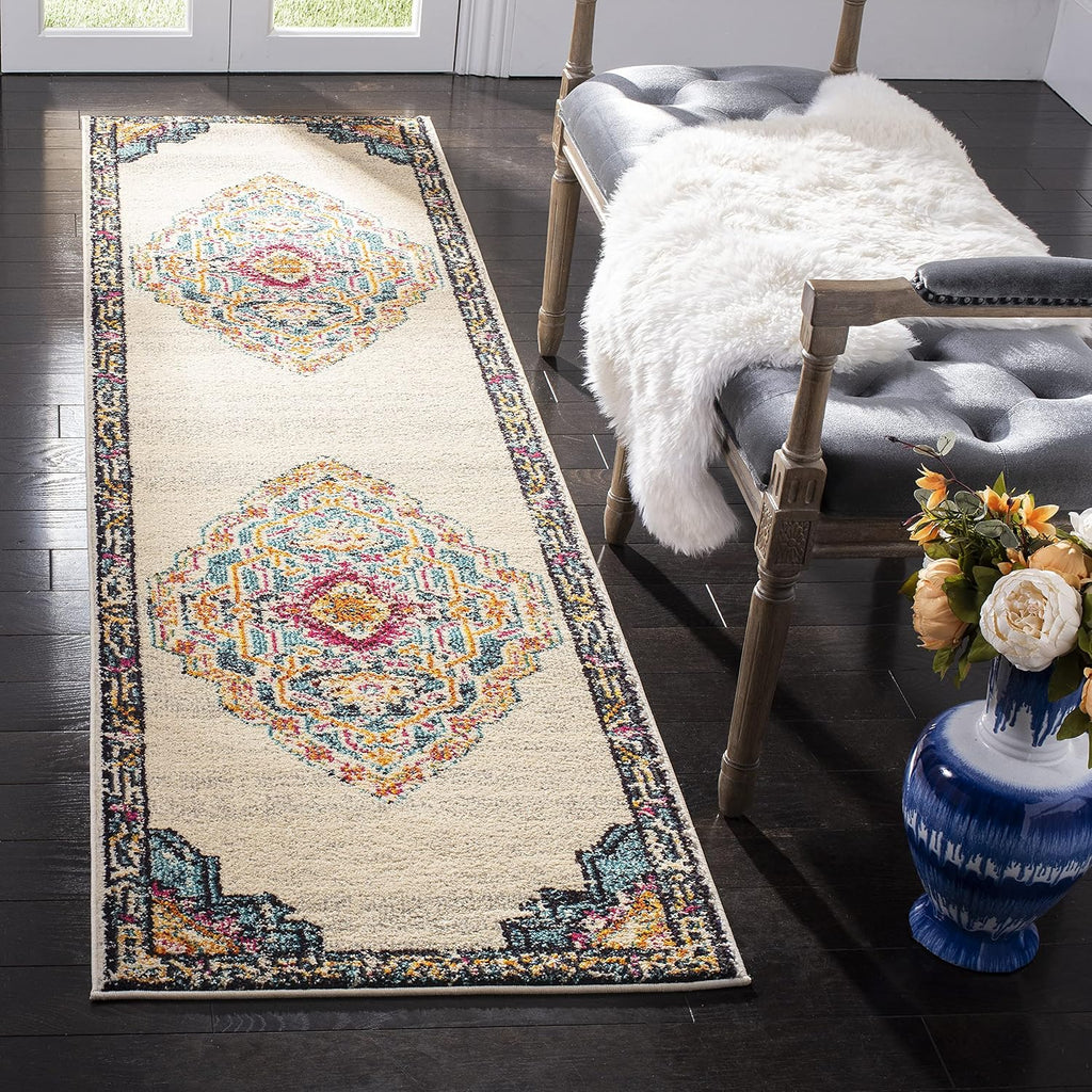 SAFAVIEH Monaco Collection Runner Rug - 2'2" x 8', Multi, Boho Chic Medallion Distressed Design, Non-Shedding & Easy Care, Ideal for High Traffic Areas in Living Room, Bedroom (MNC254F)