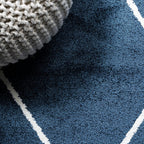 JONATHAN Y Cole Diamond Trellis Navy/White Runner Rug 2x8, Modern,Contemporary,Geometric,Casual, Easy-Cleaning for Living Room,Bedroom,Kitchen,Pet Friendly,Non-Shedding (SEU102H-28)
