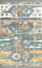SAFAVIEH Canyon Collection Area Rug - 5' x 8', Blue & Multi, Handmade Boho Southwestern Tribal Wool, Ideal for High Traffic Areas in Living Room, Bedroom (CNY108B)