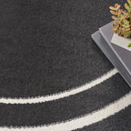 Nourison Home Nourison Essentials Black Ivory 4' x Round Area Rug - Easy Clean, Non Shedding, Bed Room, Living Room, Dining Room, Kitchen (4' x Round)