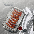 All-Clad Stainless Steel Half-Sheet Baking Pan 13" x 21" with Cooling Rack - Tri-ply Bonded for Consistent Baking- (Roast, Bake Cookies, Brownies and More) Professional Stainless Steel Bakeware