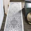 JONATHAN Y Palmette Modern Floral Gray/Cream Runner Rug, 2x8, Vintage, Bohemian, Easy-Cleaning for Living Room, Bedroom, Kitchen, Pet Friendly, Non-Shedding (MDP503C-28)