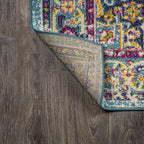 JONATHAN Y Brooklyn Geometric Medallion Blue/Multi Indoor Area Rug, 4x6, Vintage, Bohemian, Easy-Cleaning for Living Room, Bedroom, Kitchen, Pet Friendly, Non-Shedding (MDP207E-4)