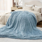 Bedsure GentleSoft Fluffy Light Blue Blankets Queen Size - Image 6