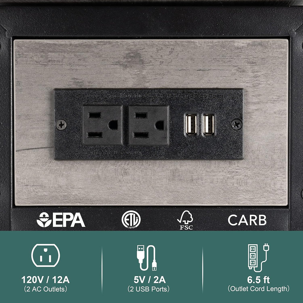 Yoobure End Table with Charging Station, Flip Top Side Table with USB Ports and Outlets, Sofa Couch Table Bedside Table for Living Room Bedroom, Narrow Nightstand with Shelves for Small Space Gray