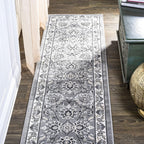 JONATHAN Y Cherie French Cottage Gray/Cream Runner Rug, 2x10, Vintage, Bohemian, Easy-Cleaning for Living Room, Bedroom, Kitchen, Pet Friendly, Non-Shedding (MDP505B-210)